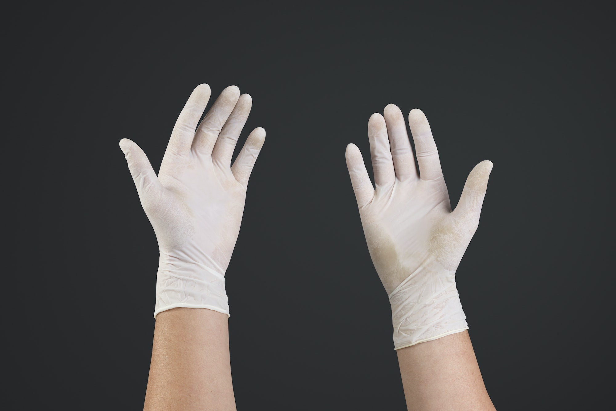 Medical gloves human hands using invisible screen